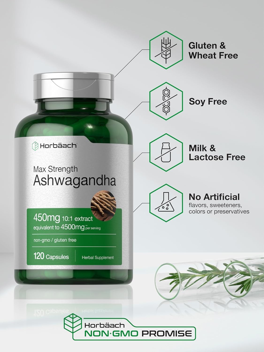 Ashwagandha Capsules | 4500 mg | 120 Count | by Horbaach