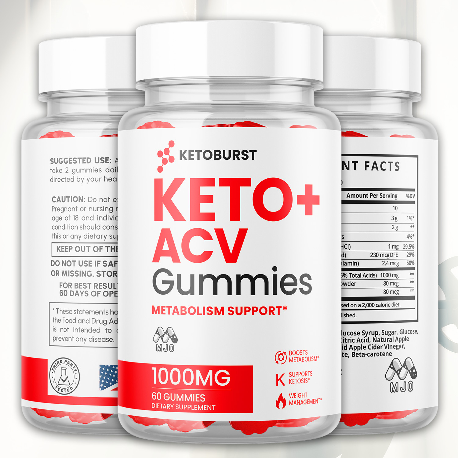 (5 Pack) Keto Burst ACV Keto Gummys Advance Vitamin Max Supplement 300 Gummies