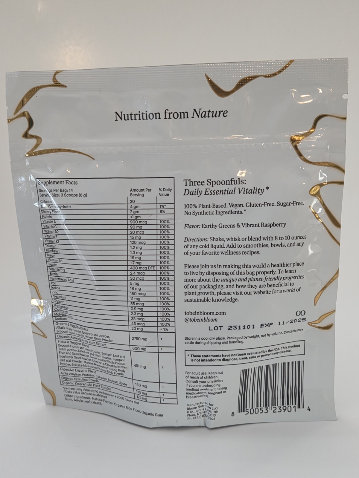 INBLOOM Essential elements Daily Greens 2.9 oz bag 14 servings