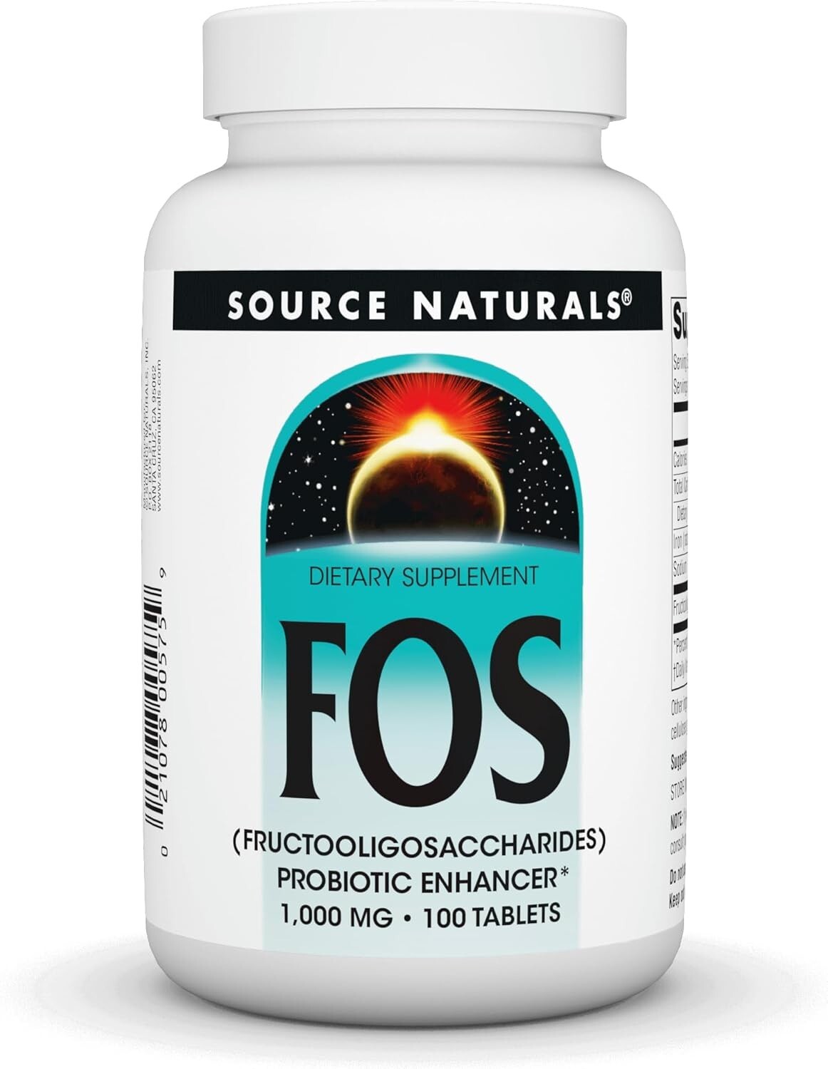 Source Naturals FOS Fructooligosaccharides 100 Tablets Dairy-Free, Egg-Free,