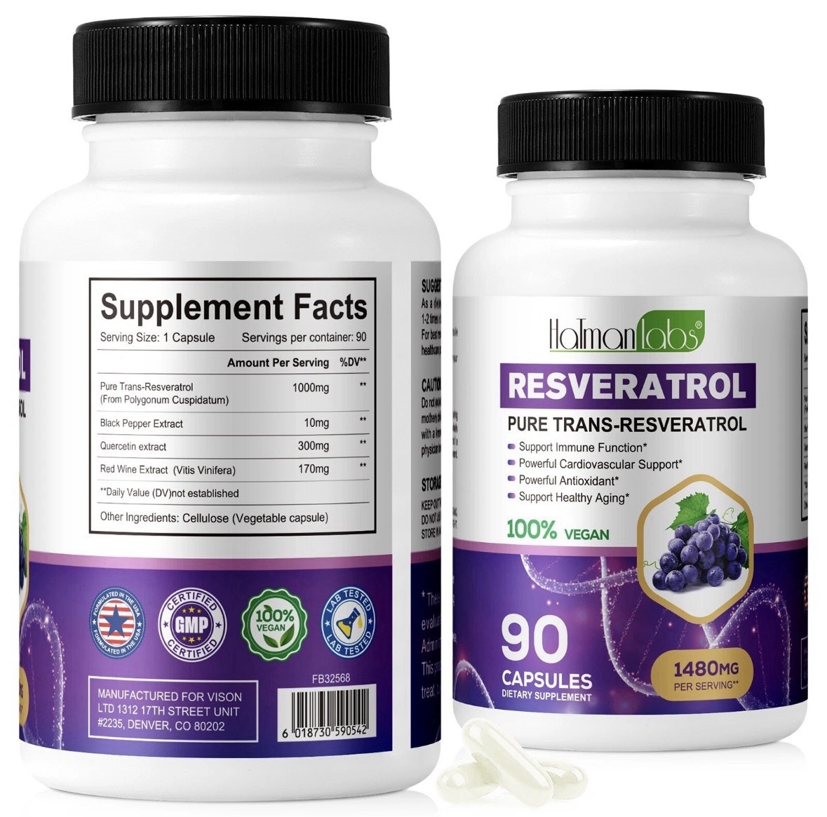 ✅High Purity Resveratrol Capsules 98% Trans-Resveratrol Supplement 🍇✅