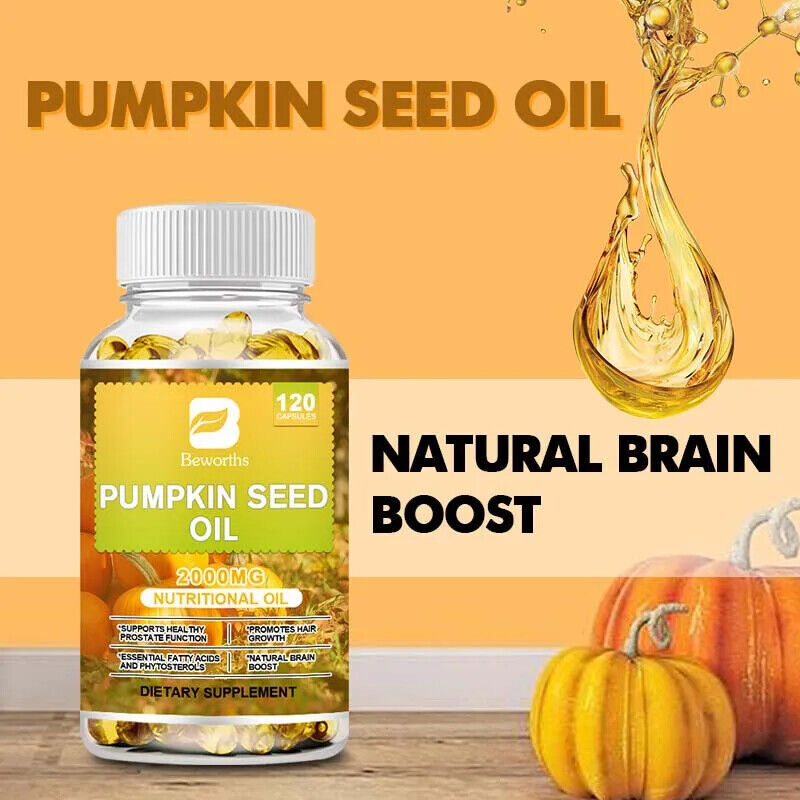 2000mg Pumpkin Seed Oil Capsules 120pcs,1/2/4Bottles,Support Brain;Prostate