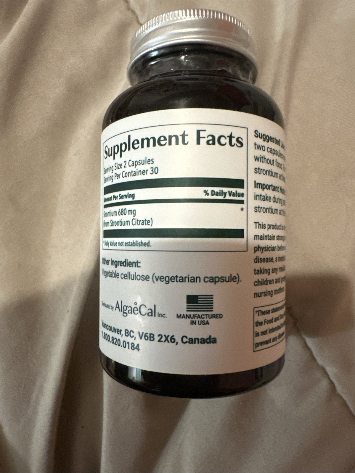 AlgaeCal Strontium Boost Natural Strontium Supplement Bone Density Increase