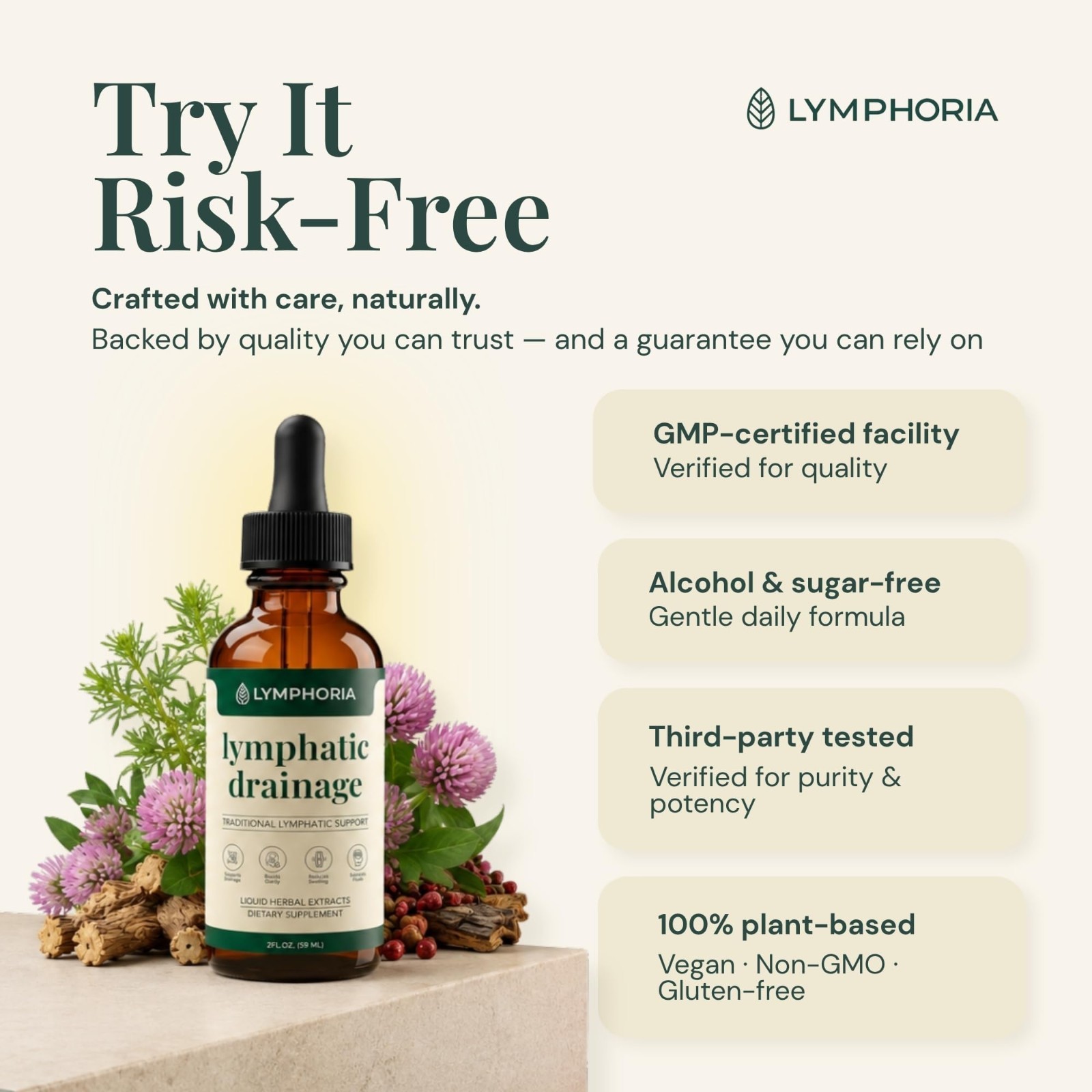 Lymphatic Drainage Drops for Bloat Relief & Detox Cleanse – Vegan, Alcohol-Free,