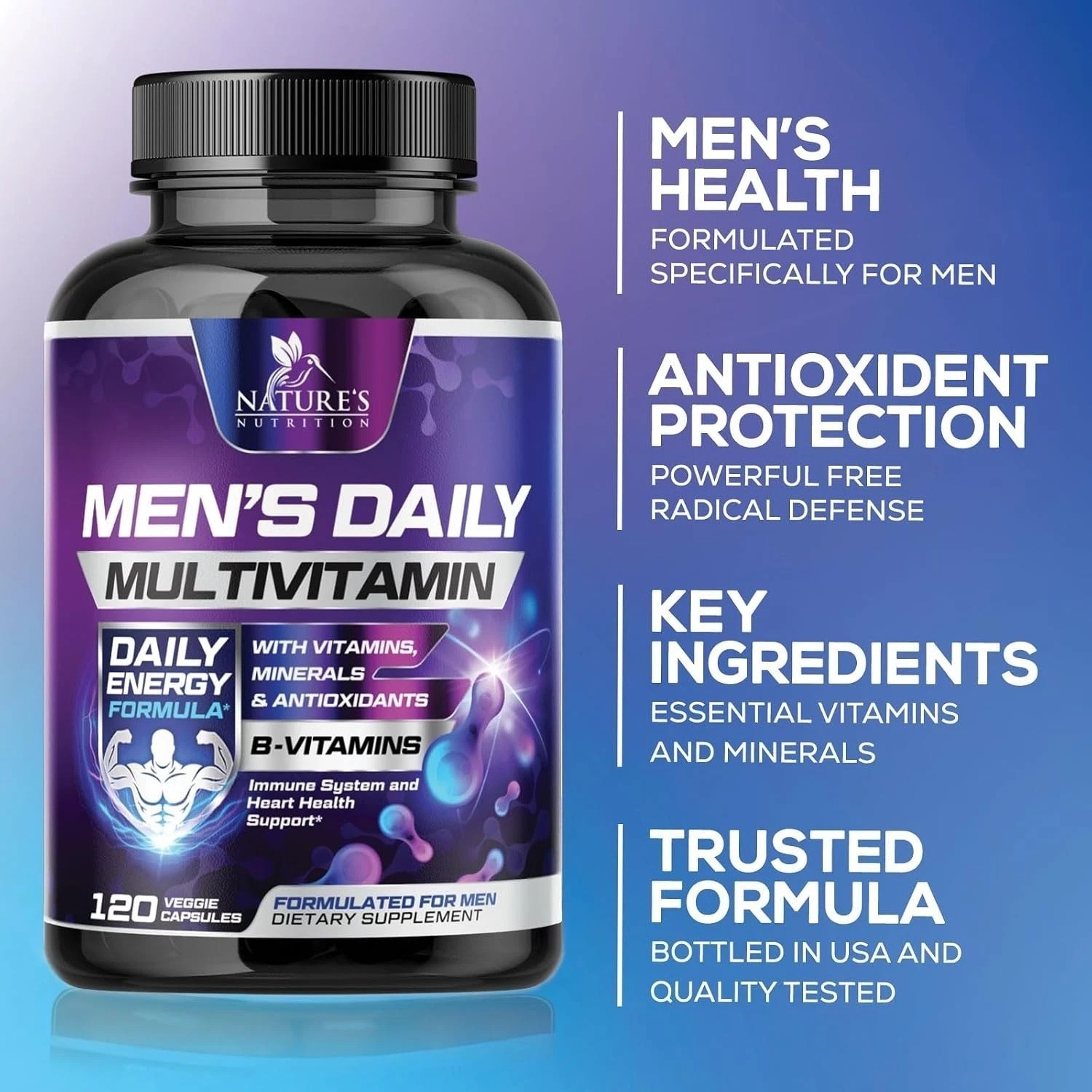 Multivitamin for Men Vitamin A, C, D, E, Zinc, Calcium, Multivitamins for Immune