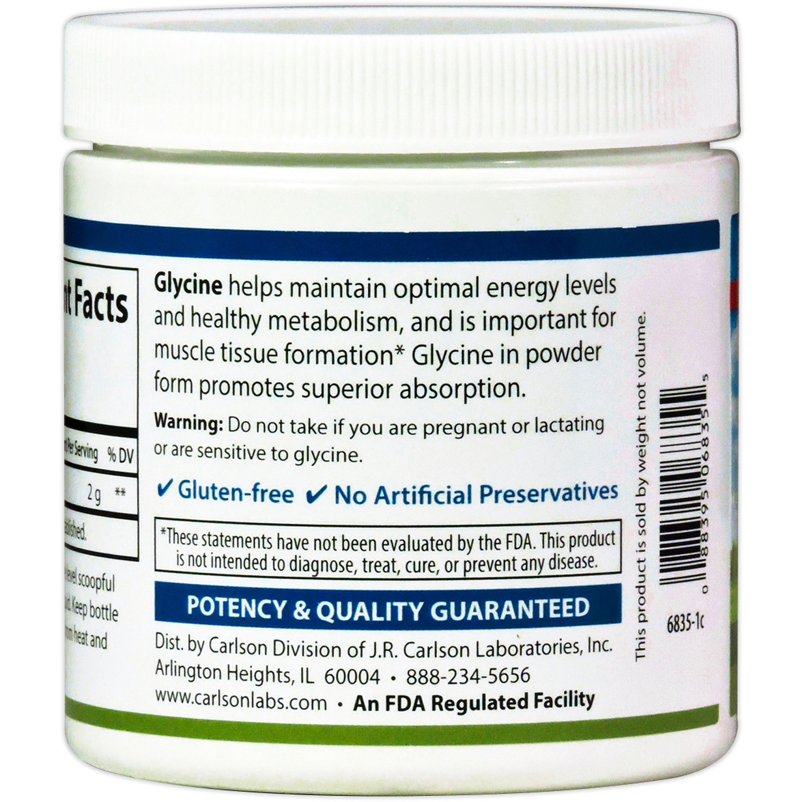 Glycine Powder, Free Form Amino Acid, 3.53 oz (100 g)