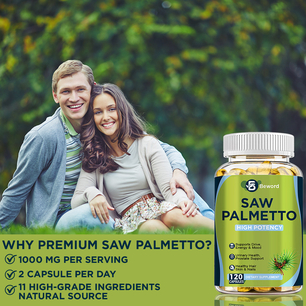 120 Softgels Saw Palmetto Extract 1000mg Prostate Supplement Urinary Men Health