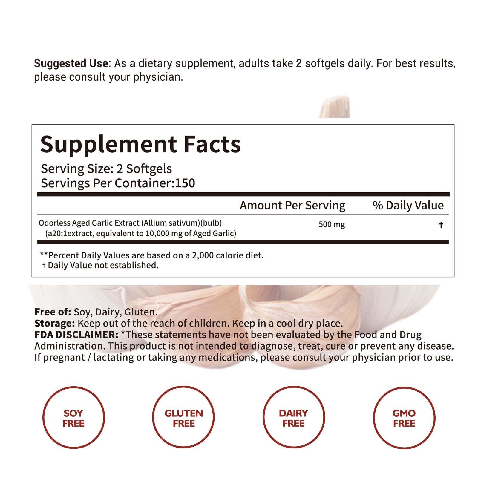LallaBest 10000mg Aged Garlic Extract Capsules | 300 Count (Pack of 1)