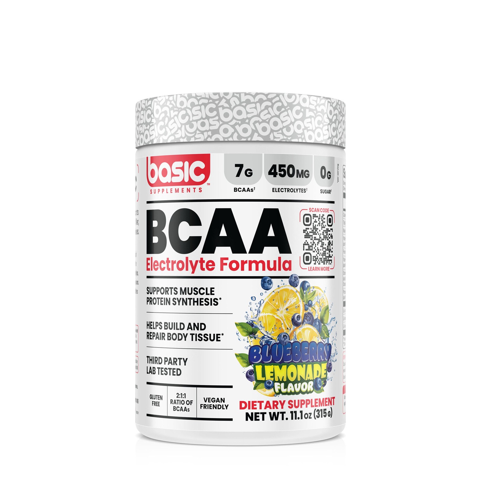 Basic Supplements BCAA Electrolyte Formula Blueberry Lemonade Flavor 315g NEW