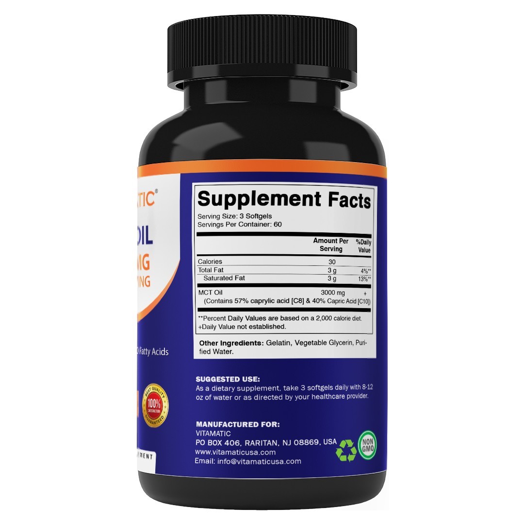Vitamatic MCT Oil 3000 mg per Serving – 180 Softgels