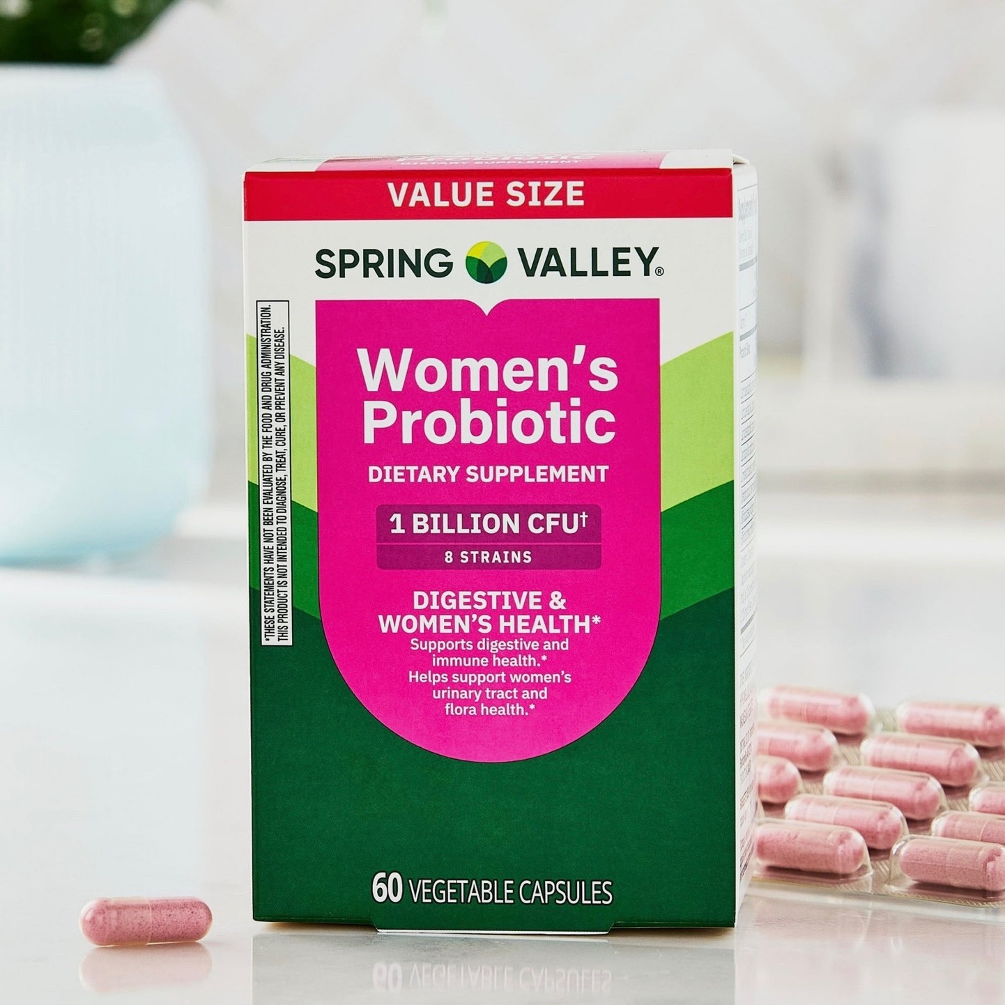 Spring Valley Women’s Probiotic Dietary Supplement Vegetarian Capsules, 60 Count