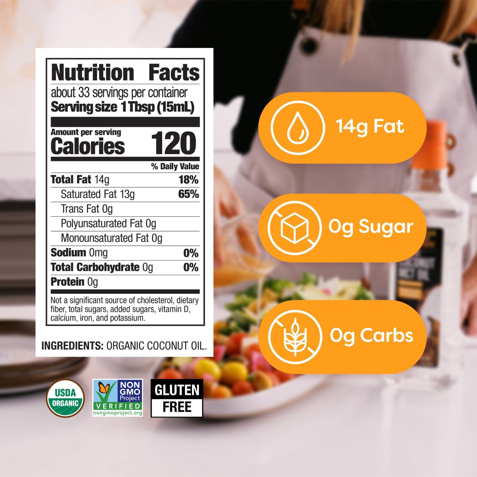 Organic Coconut MCT Oil – Keto-Friendly Energy Boost – C8 & C10 – Gluten Free –