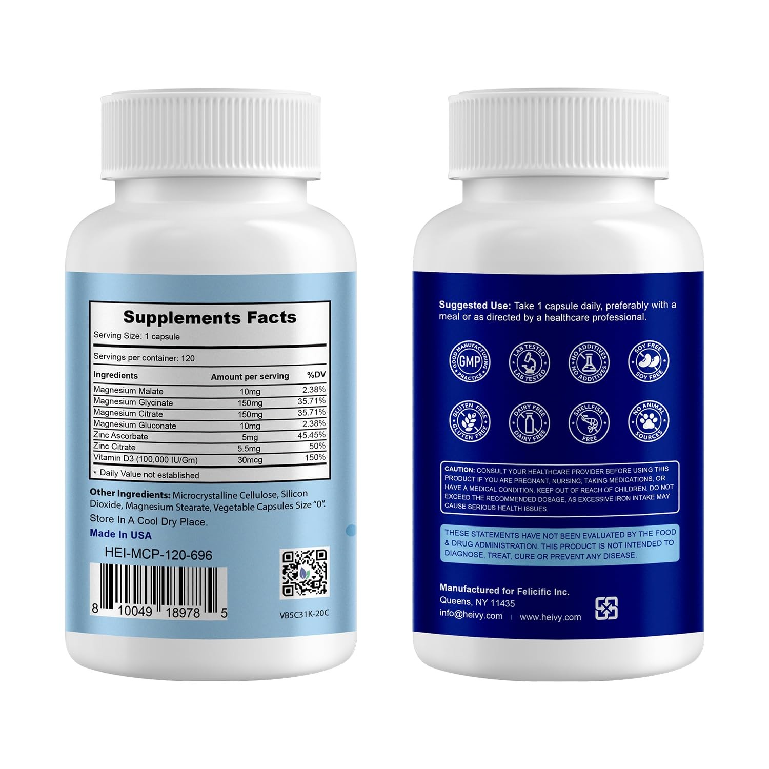 Heivy Multi Magnesium Complex 320mg for Women Men, 120 Count (Pack of 1)
