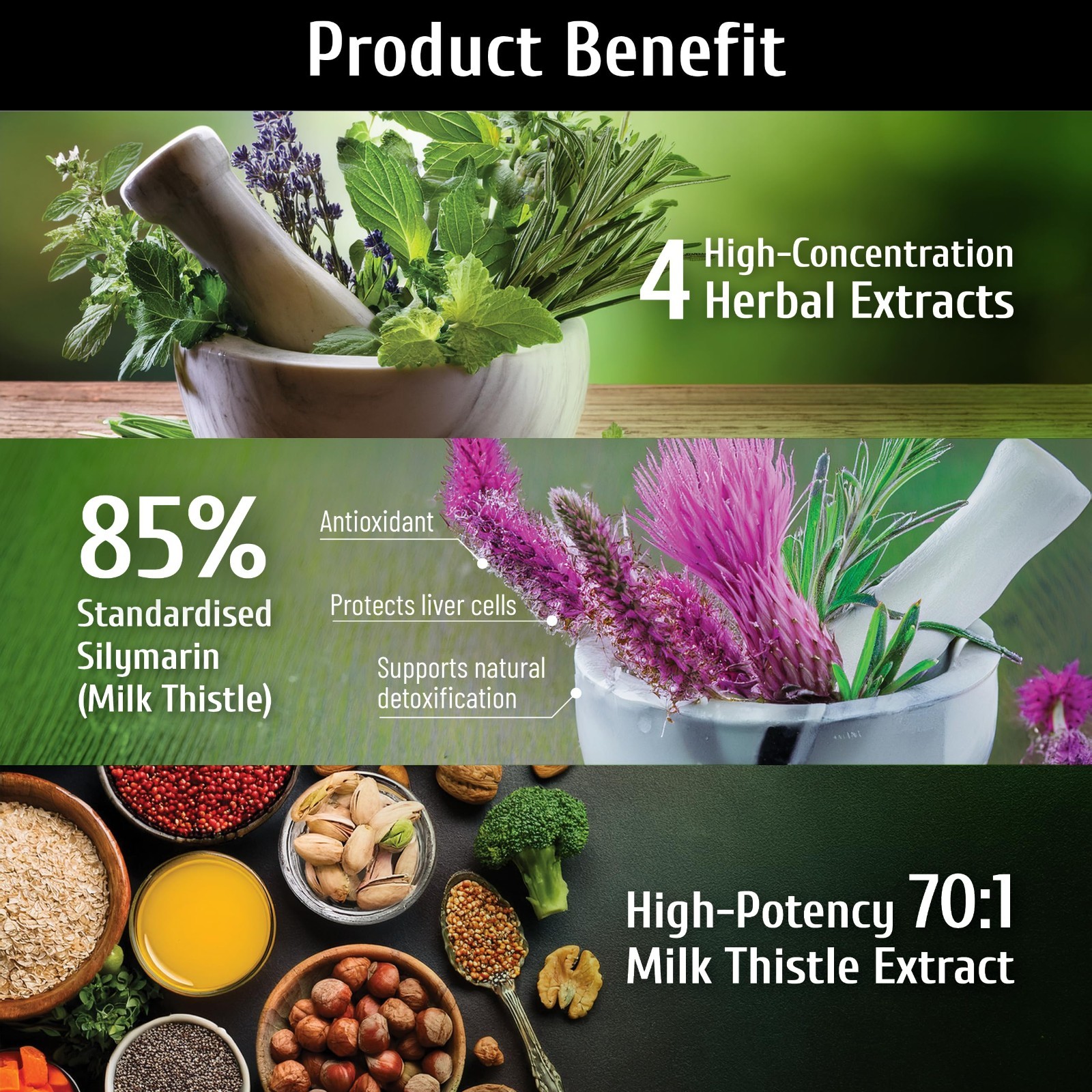 Liver Support Supplement – Milk Thistle 300mg, Dandelion, Artichoke, 60 Capsules