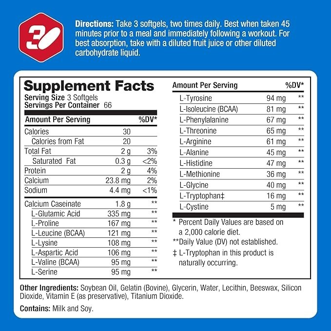 Prolab Amino Gel-Caps Essential Amino Acids High Potency Easy-to-Swallow 200ct