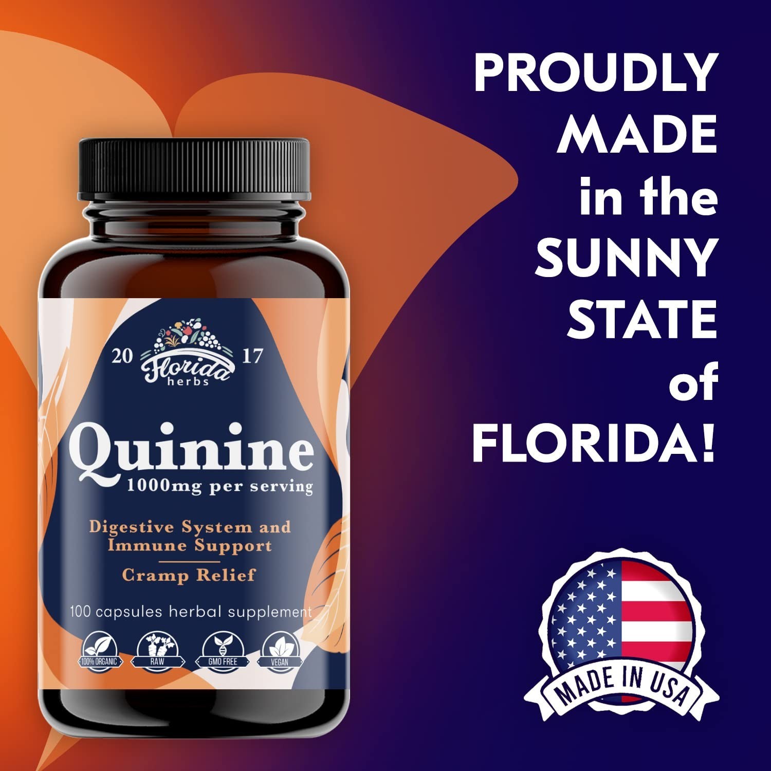 Quinine for Leg Cramps 1000 mg – 110 Capsules – Cinchona Bark Extract Supplem…