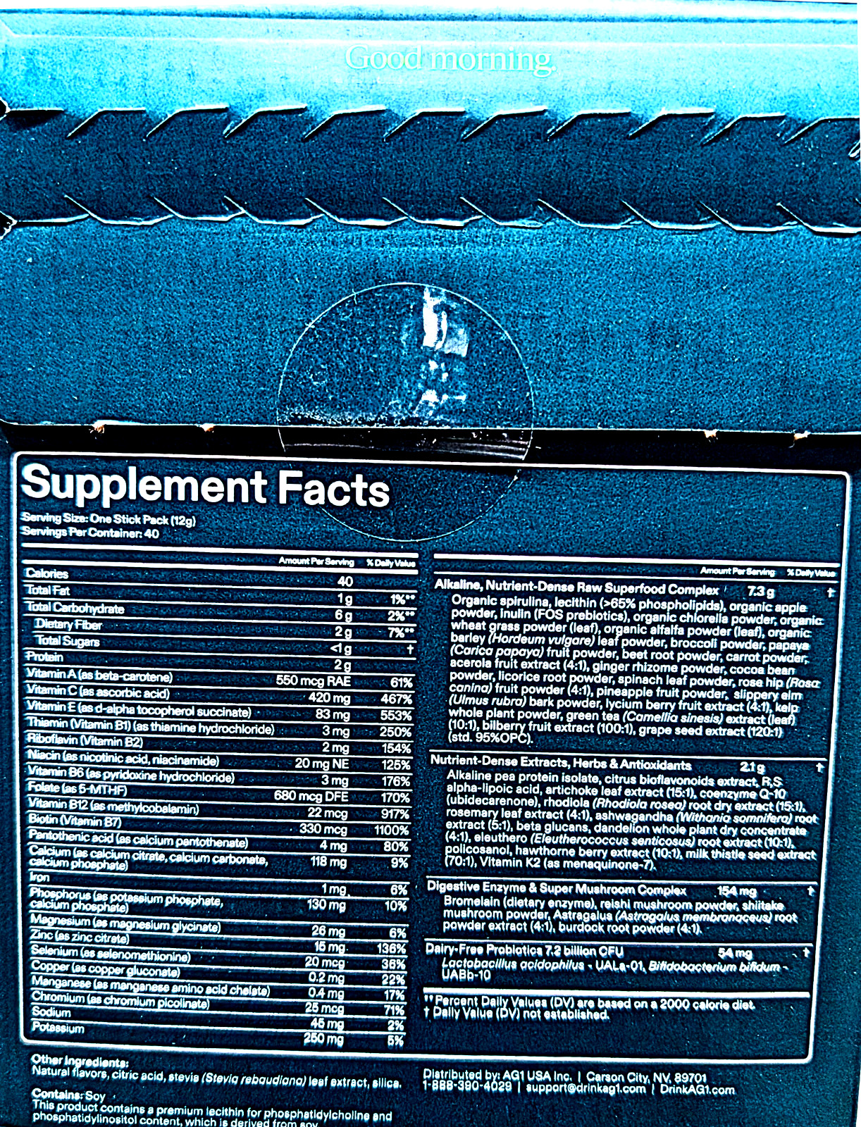 AG1 Classic Formula Daily Foundational Nutrition Packets 40 Count EXP 10/2026