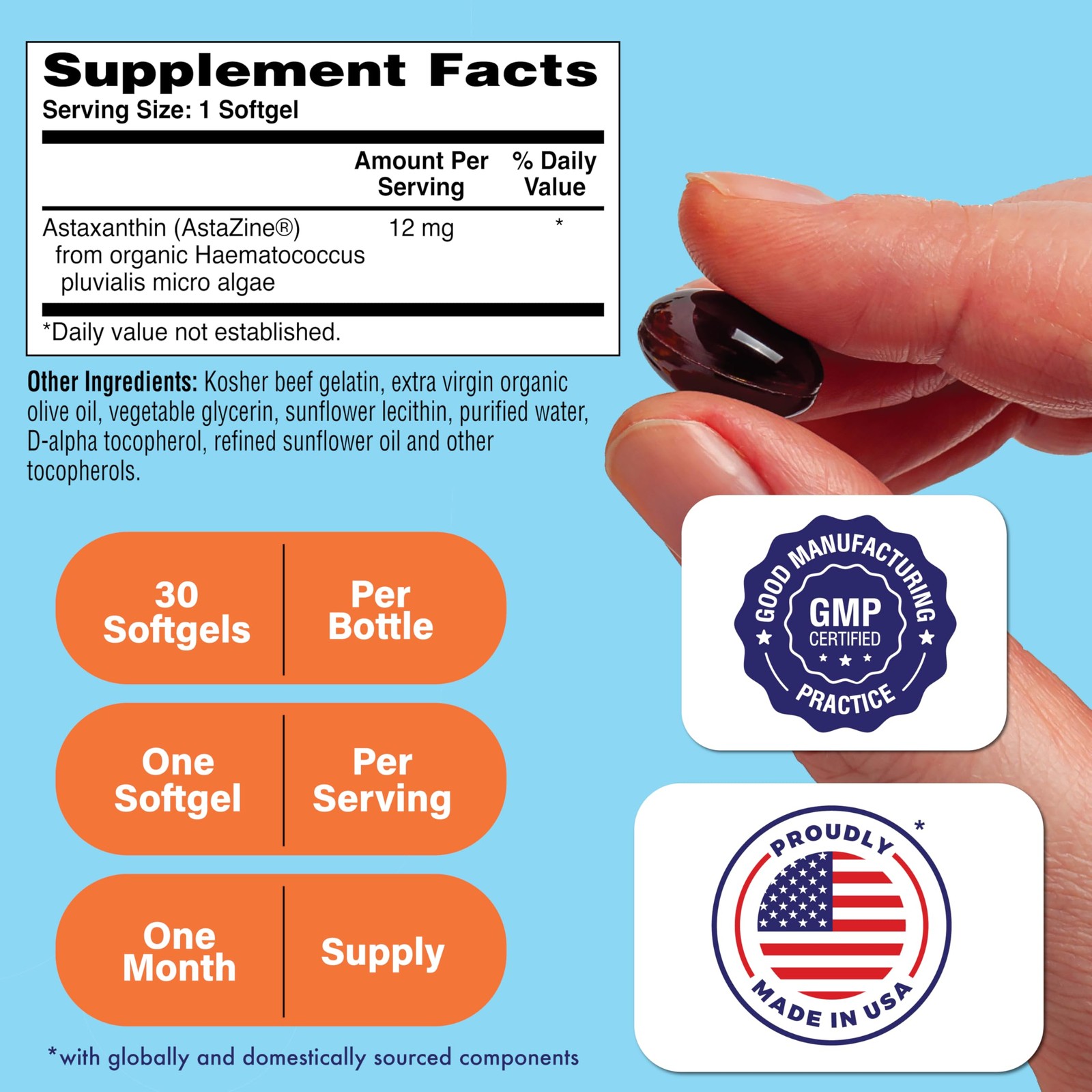 Health Thru Nutrition Astaxanthin Triple Strength 12mg 30 Count (Pack of 1)
