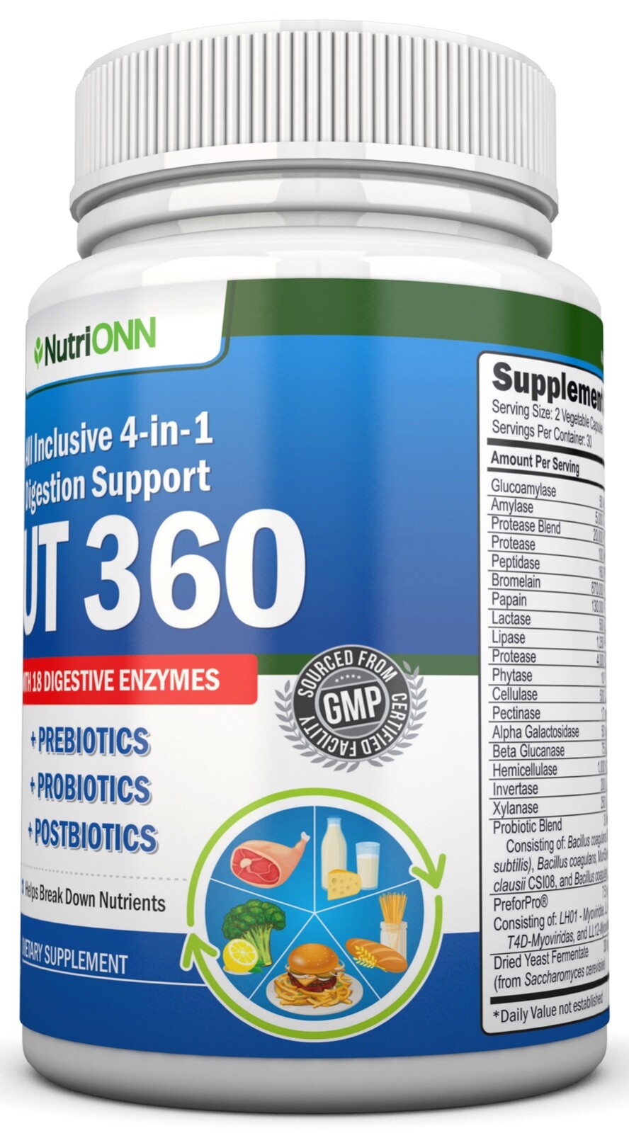 GUT 360 – Probiotics, Prebiotics & Postbiotics with Digestive Enzymes