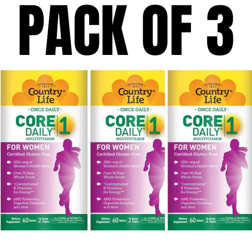 Country Life Core Daily-1 Multivitamin for Women – 60 Tablets (Pack of 3)