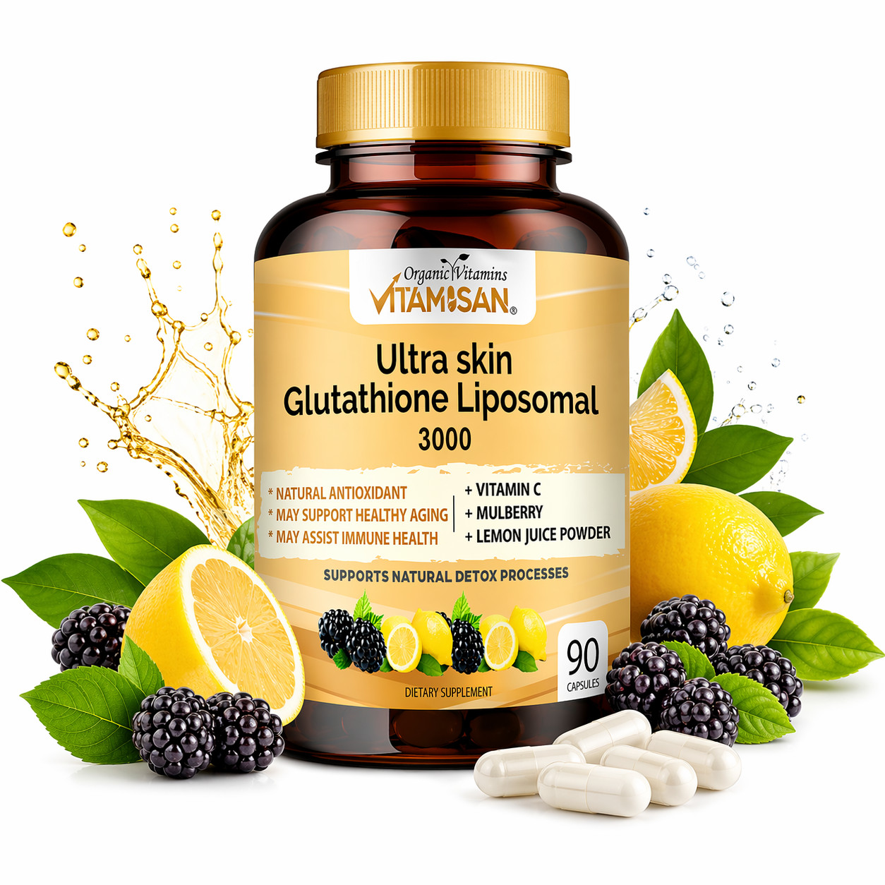 2 Pack Liposomal Glutathione 3000mg + Vitamin C Antioxidant Skin 180 Caps