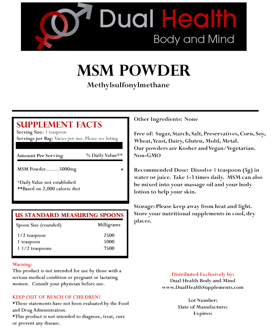 2 lb. MSM Pure Methylsulfonylmethane Powder Pain Relief Joint Arthritis Skin