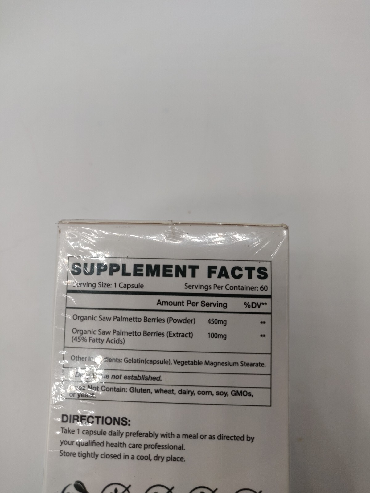 Saw Palmetto Extract 60 Capsules~Enhanced Hair Growth~550 Mg *Exp 12/2025