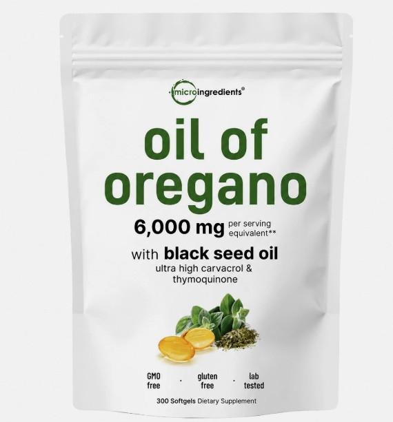 High Carvacrol Formula Softgels, 6000mg Oregano Oil Combined with Black Seed Oil