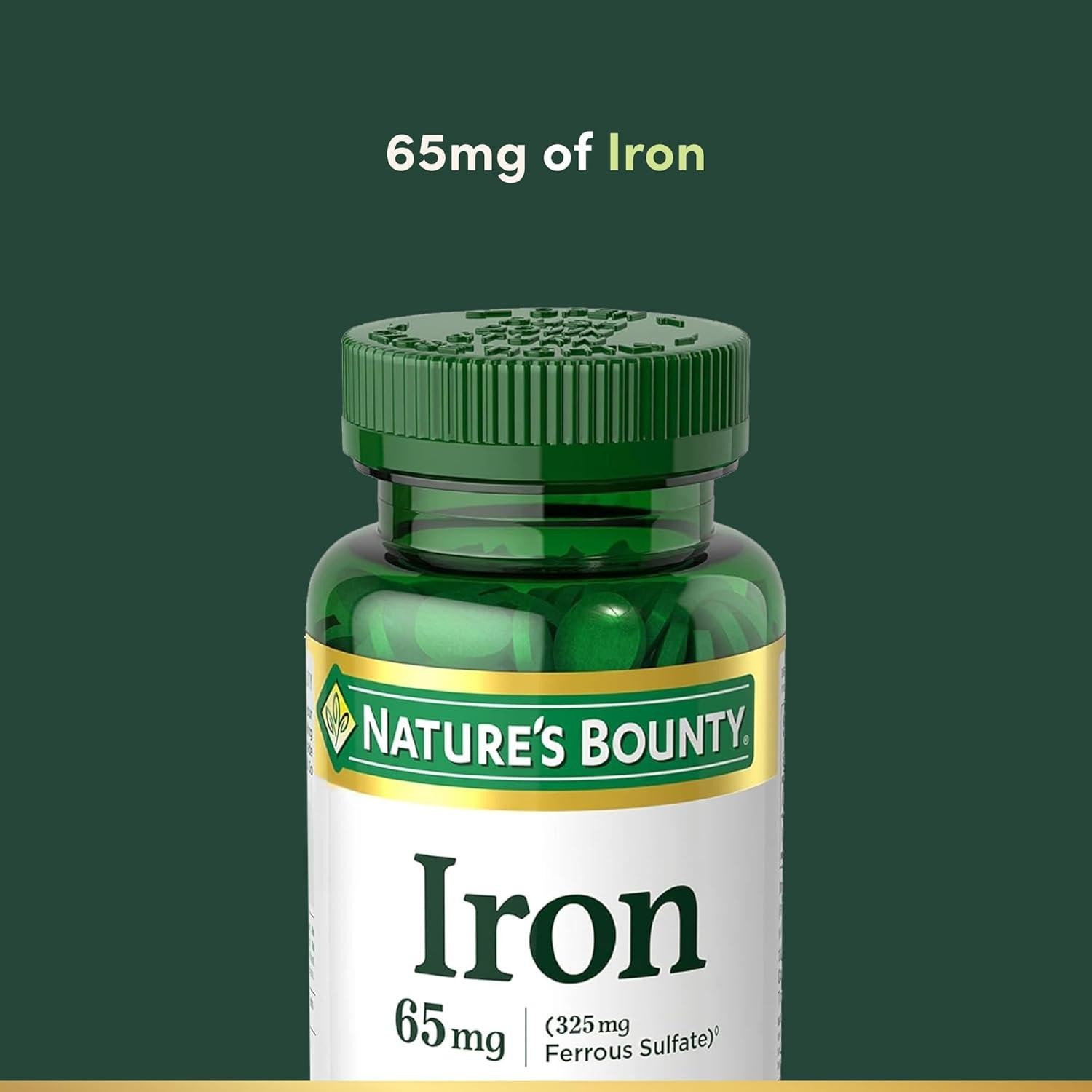 Iron 65 Mg Support Red Blood Cell Production Ferrous Sulfate 325 Mg, 100 Tabs