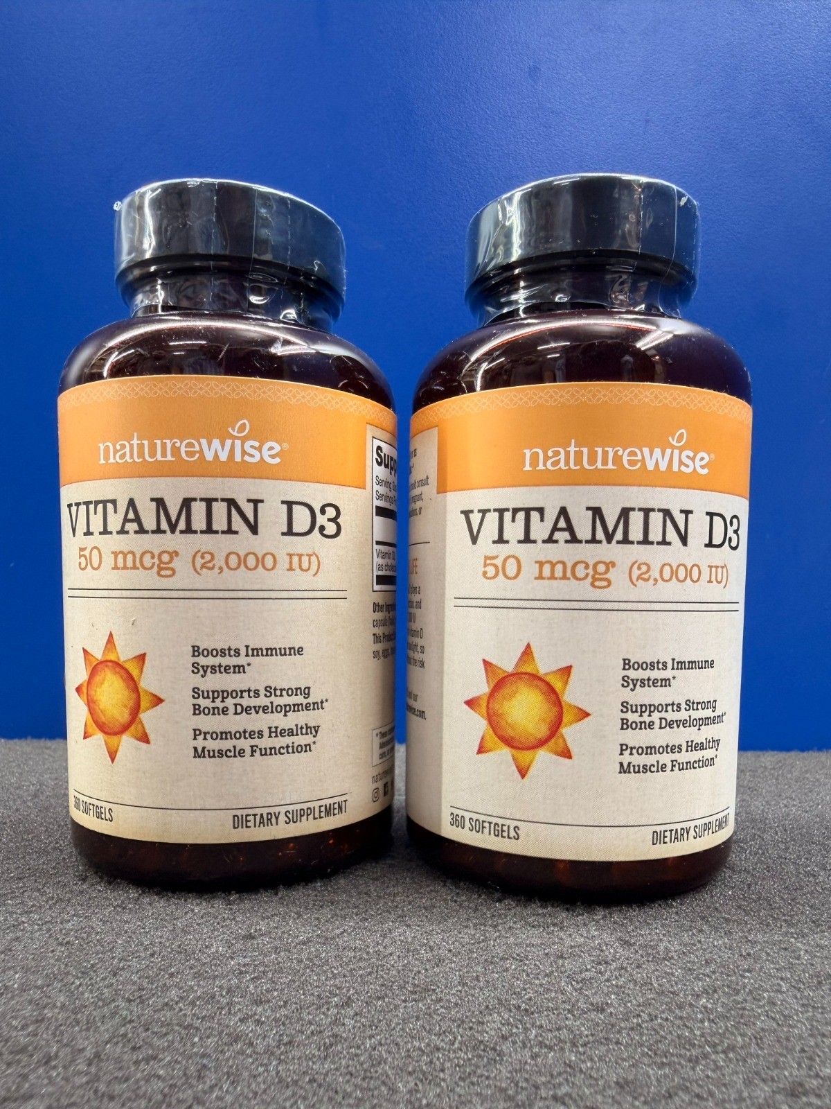 2 Pack Naturewise Vitamin D3 2000 IU 50mcg Softgels- 360 Count *Expires 03/2028*