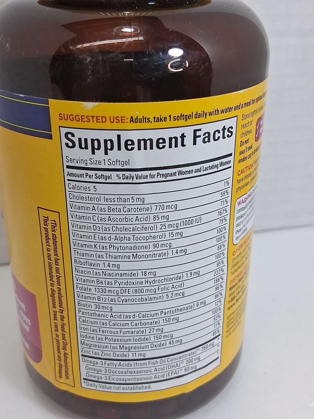 Nature Made 1 Per Day Prenatal with Folic Acid and DHA 150 Softgels EXP: 10/26