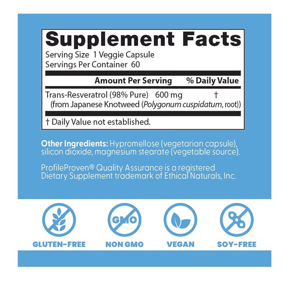 Doctor’s Best Trans-Resveratrol 600 600mg 60ct Veggie Caps Exp: 1/2028