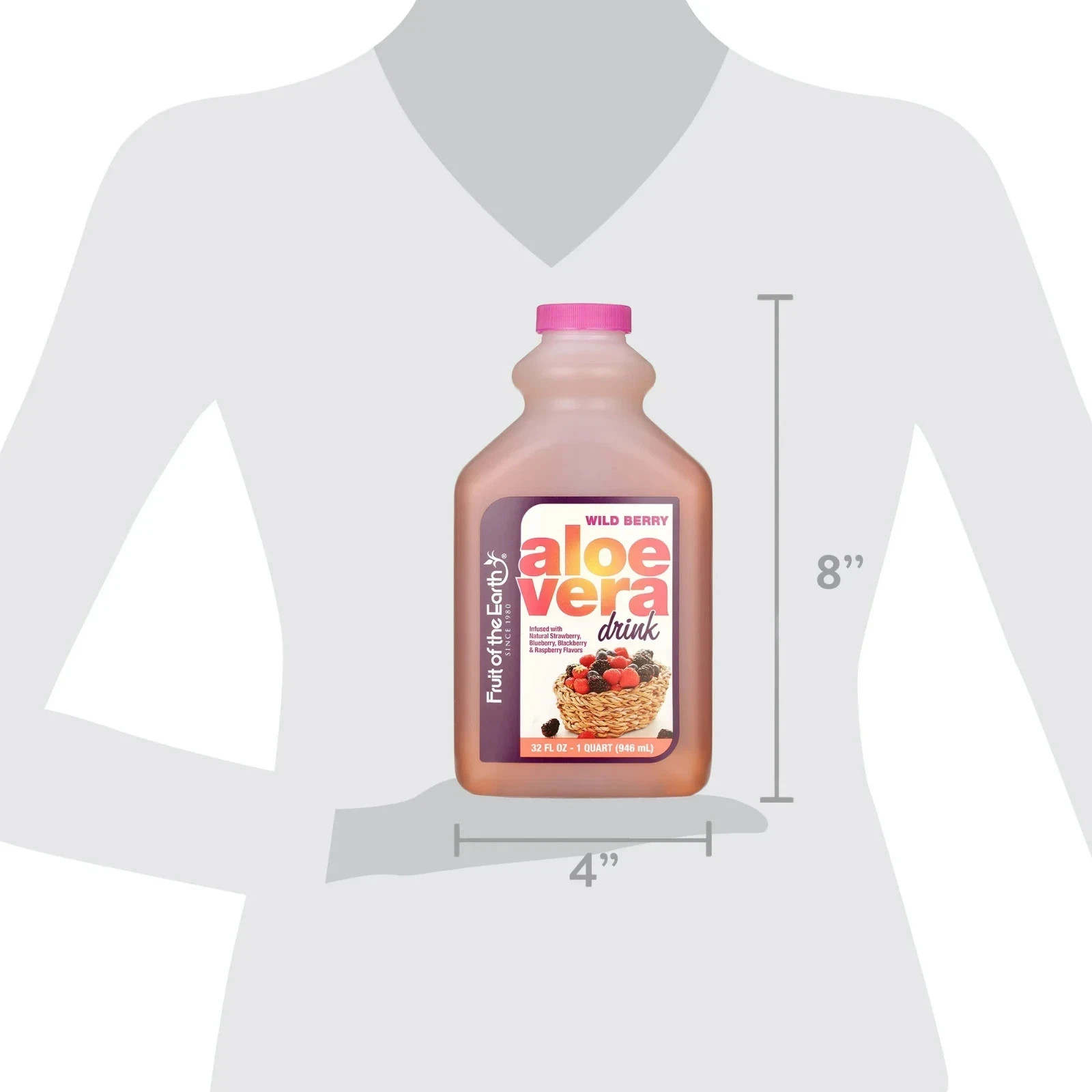 Fruit of the Earth Aloe Vera Drink Wild Berry Juice Beverage 32 fl oz Bottle
