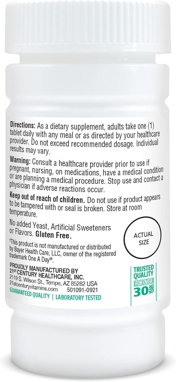 One Daily Essential Multivitamin Tablets, 100 Count – Gluten Free with Nutrients