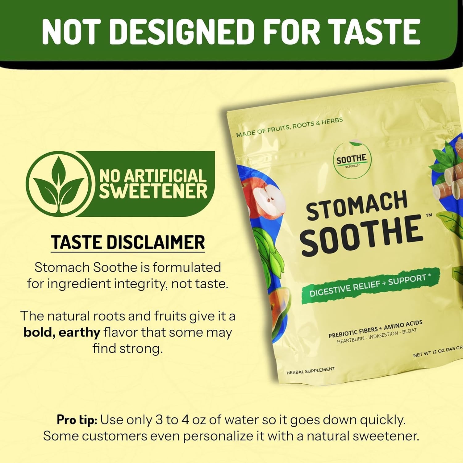 Soothe Naturals Stomach Soothe Digestive Relief & Support Amino Acid Powder 12oz