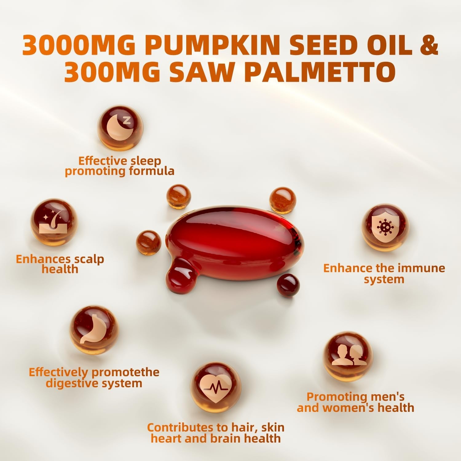Pumpkin Seed Oil Capsules with Saw Palmetto 3240mg 300 Softgels Cold Pressed