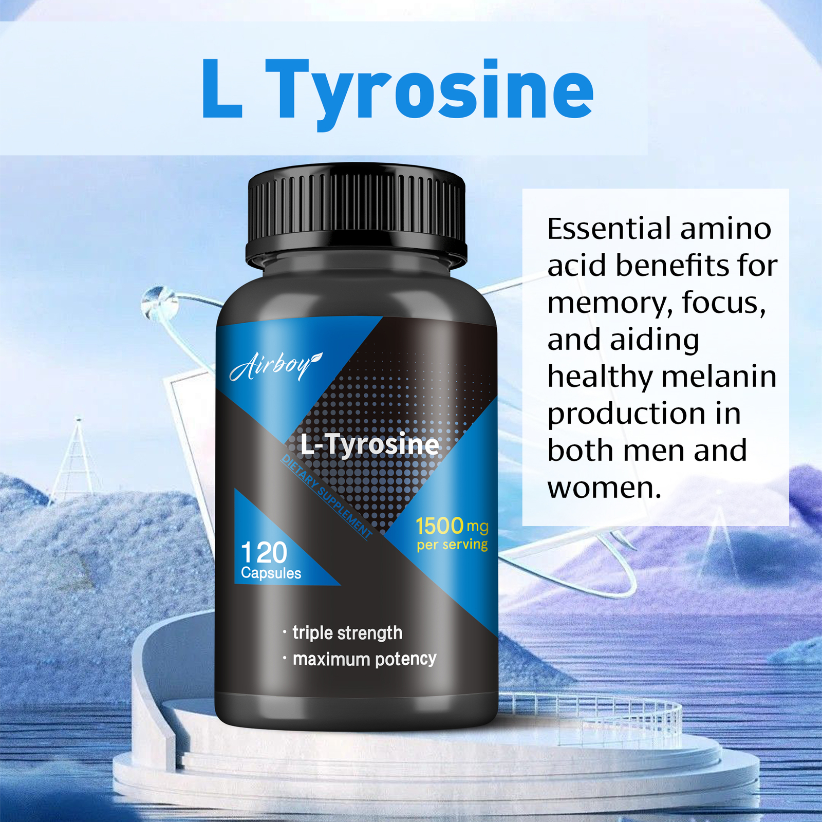 120pcs L-Tyrosine 1500mg -Boost Metabolism and Mood, Energy and Immune Support