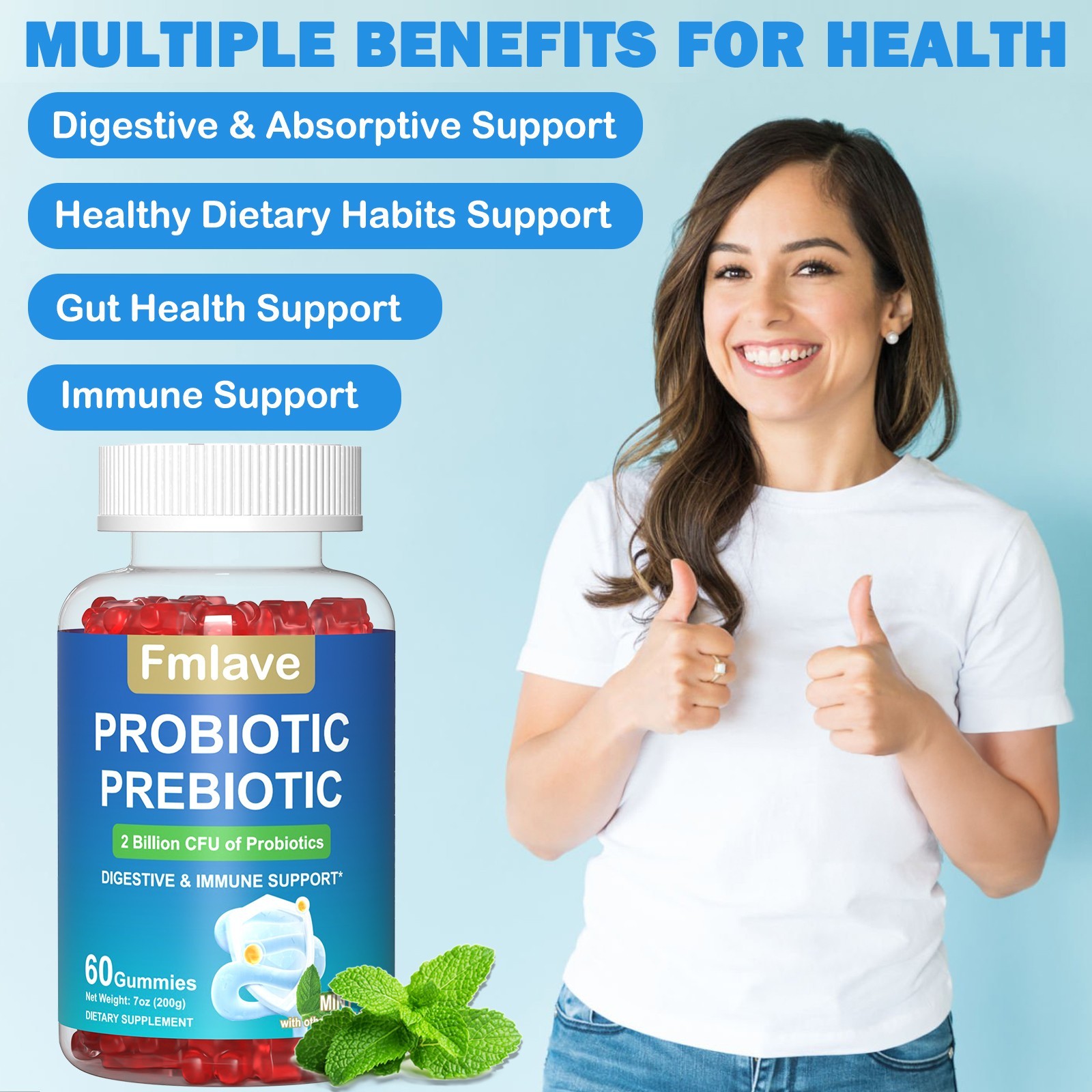 Digestive Advantage Daily Probiotics 120 Gummies EXP 2027, 2 Billion CFUs 2 Pack