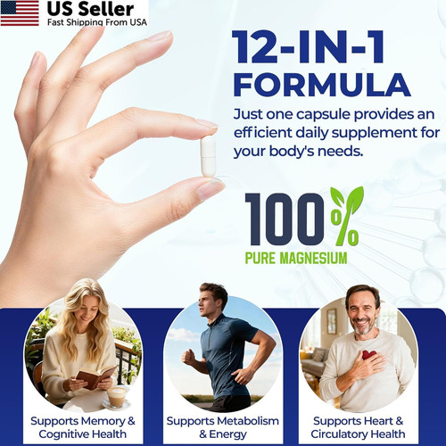 Magnesium Complex 700mg | 12-in-1 High Absorption Supplement | Glycinate,…