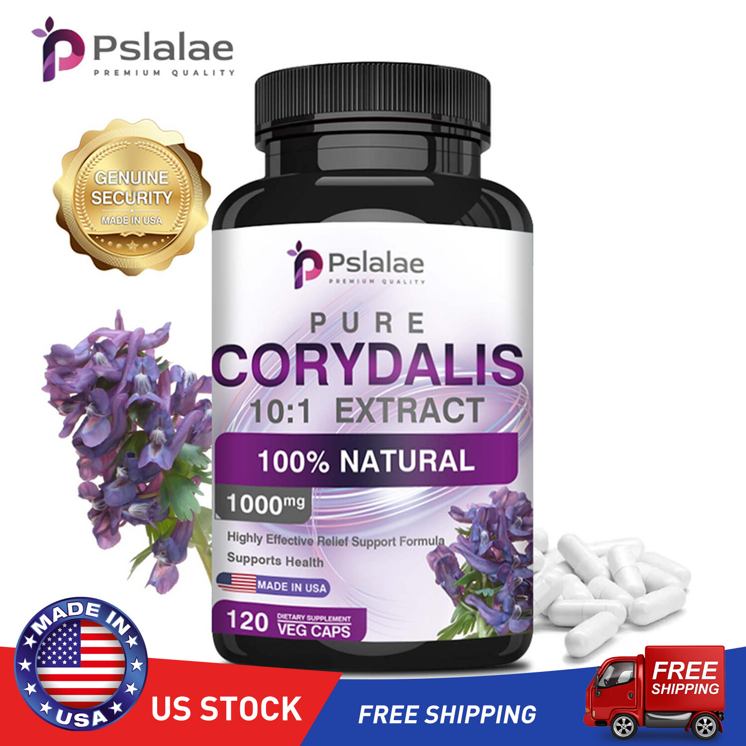 Corydalis Extract Capsules 1000mg – Pain Relief Formula, Relaxation, Non-GMO