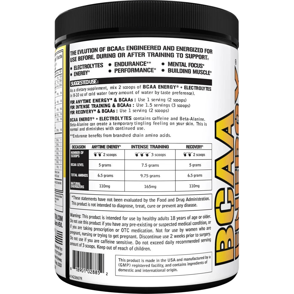 EVL BCAA Energy + Electrolytes: Energy Boosting Amino Acid Powder, Orange Mango