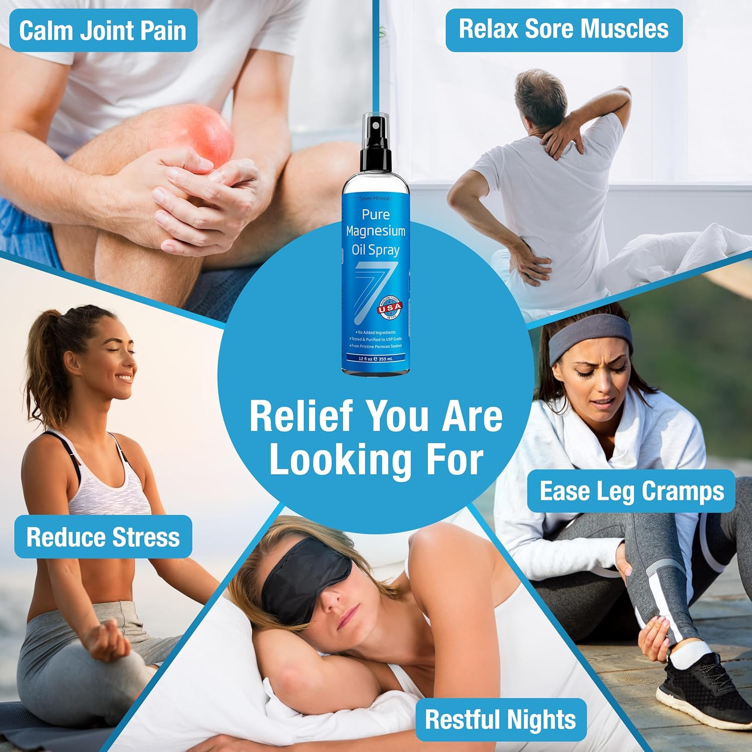 Pure Magnesium Oil Spray, Big 12Oz, USP Grade, Extra Strength, for Sleep, Feet,