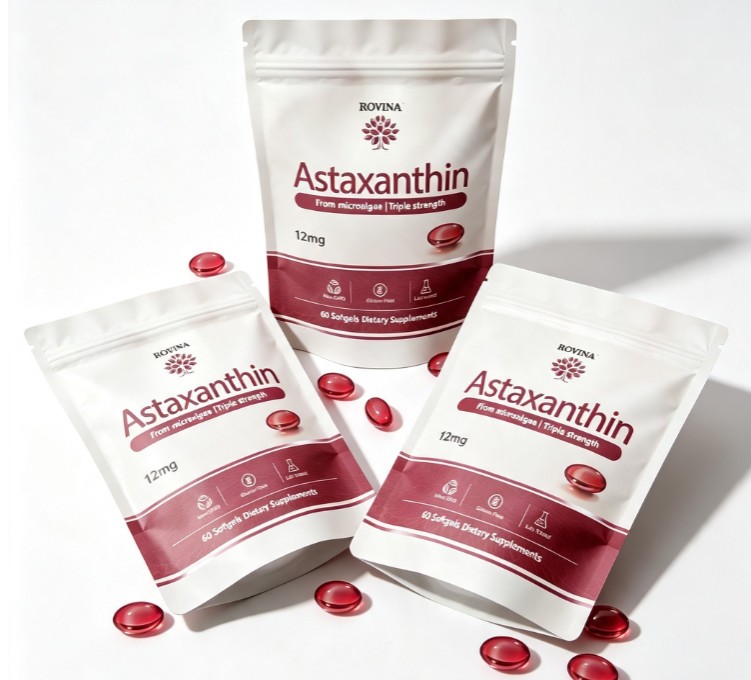 ROVINA Astaxanthin 12mg Softgels From Microalgae-Triple Strength Antioxidant US