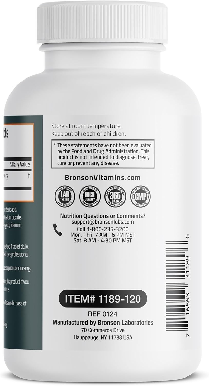 Bronson Magnesium 500mg Bone Muscle & Nervous System Support 120 Tablets