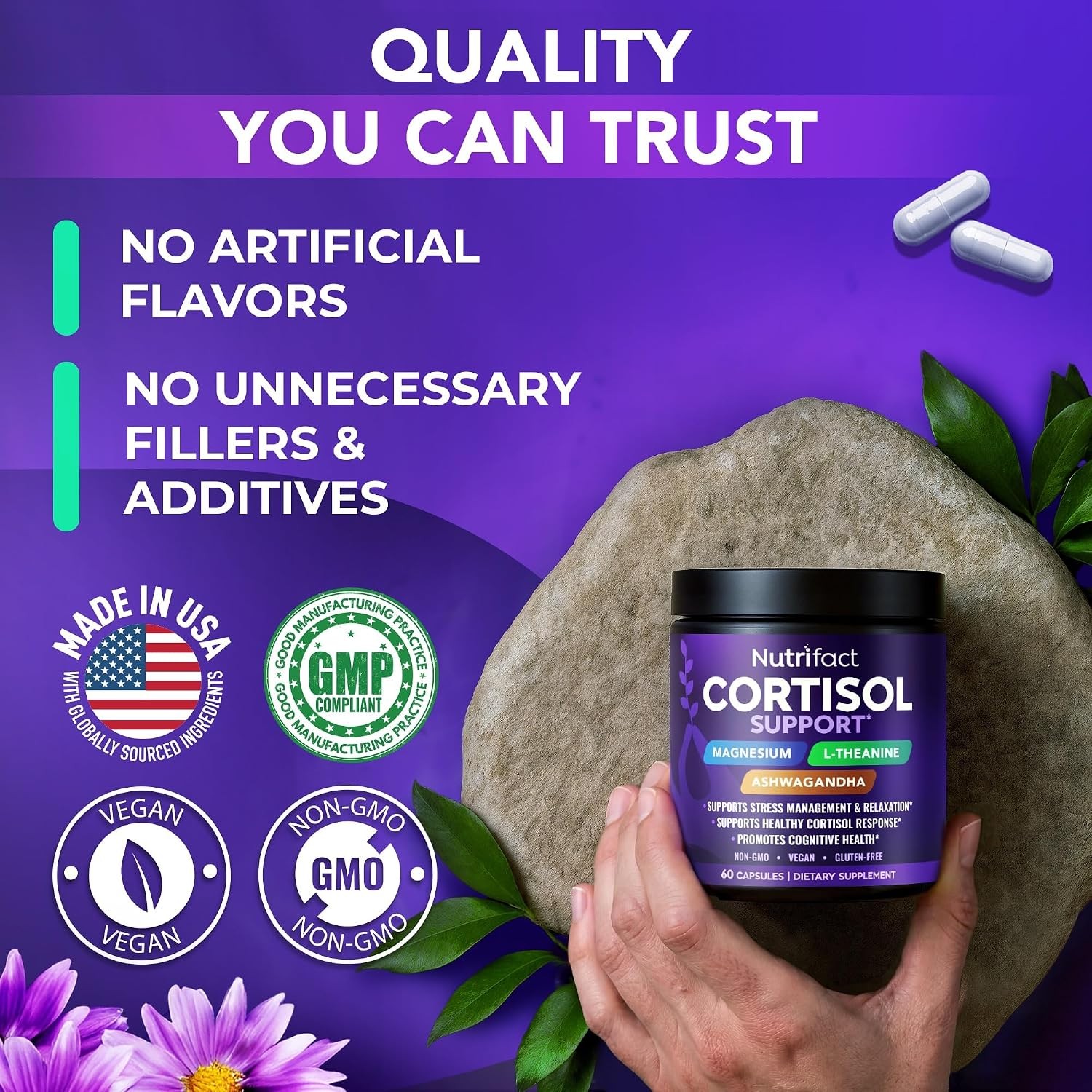 Cortisol Reducer Supplements with Ashwagandha Magnesium Vitamin D
