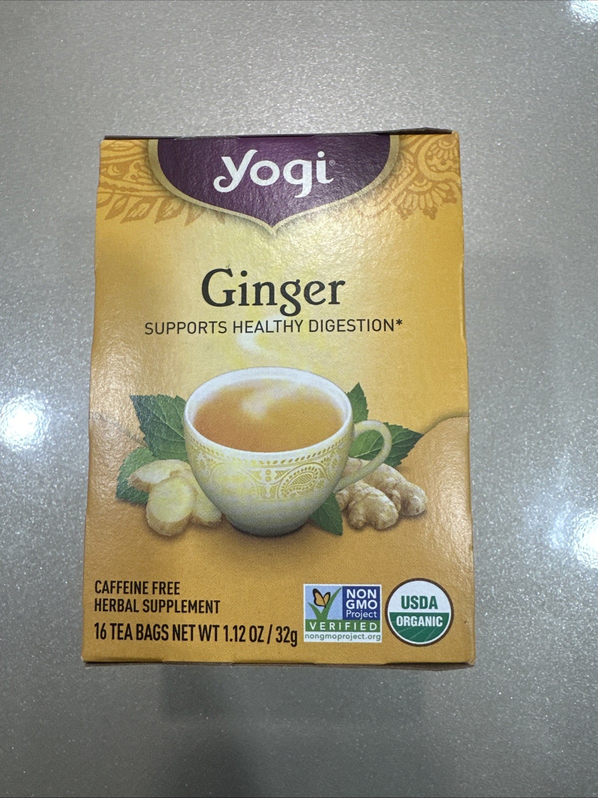 Yogi Organic Ginger Tea Bags 16 ct 1.12 oz (3 Boxes)