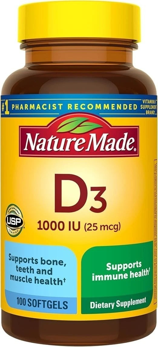 Nature Made Vitamin D3 1000 IU (25 mcg), Vitamin D Supplement for Health Support