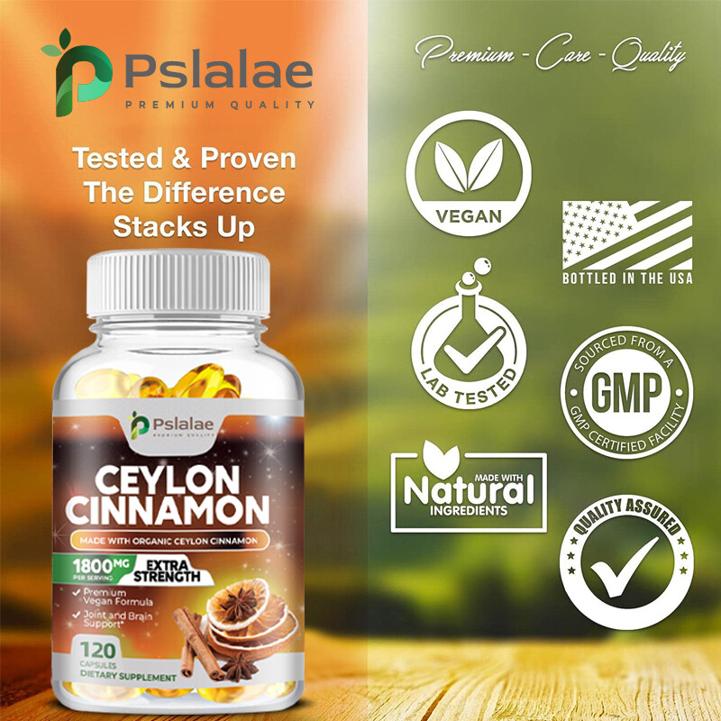 Organic Ceylon Cinnamon Capsules 1800mg – Highest Potency Blood Sugar Support