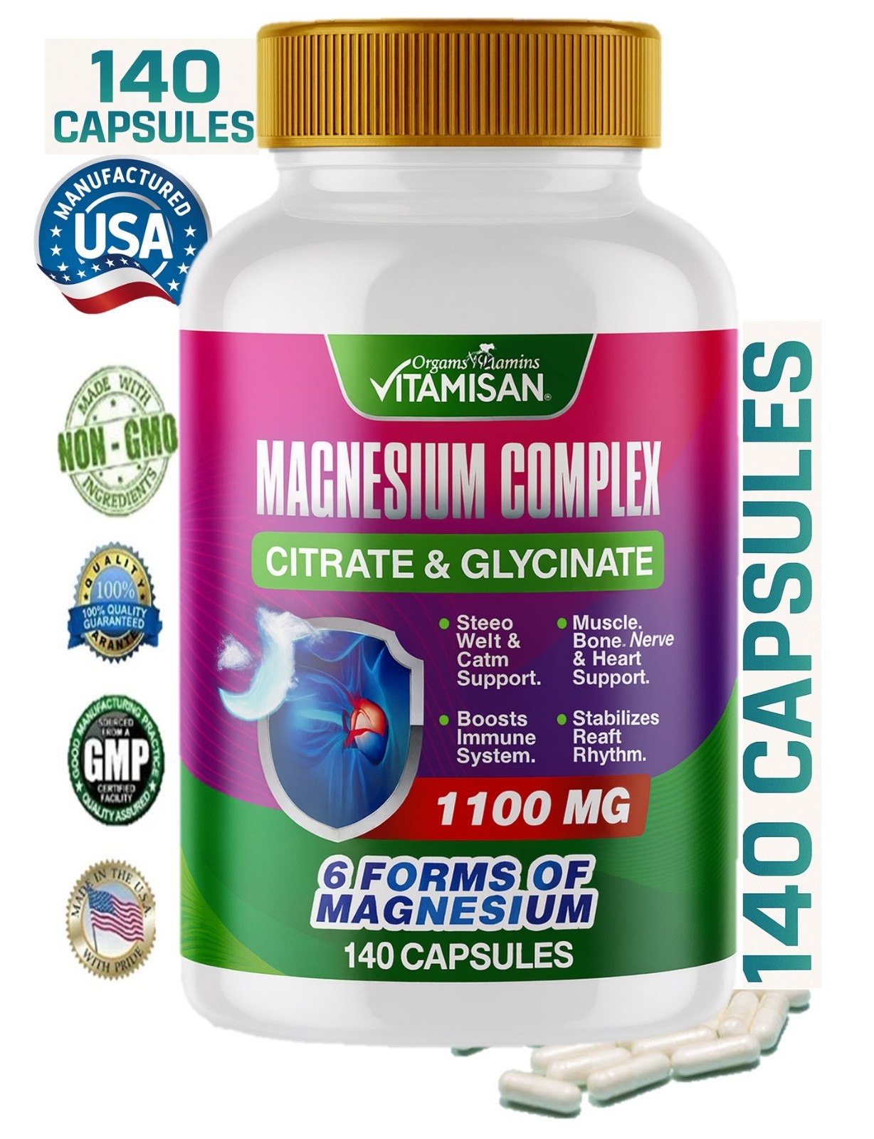 Magnesium Complex 1100mg with Malate, Citrate, Glycinate – High Absorption
