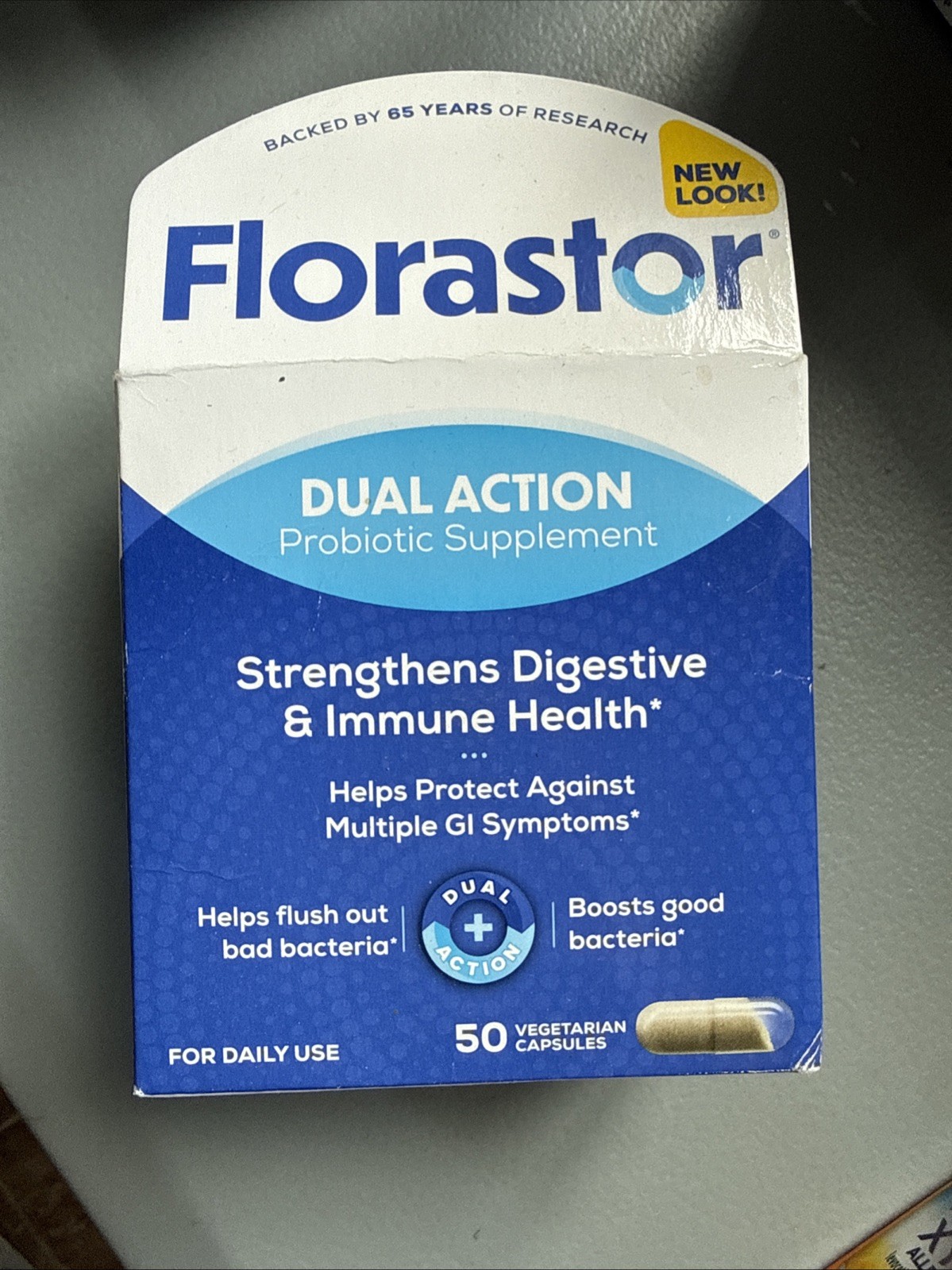 Florastor Dual Action Probiotic Digestive Health Supplement 50 Caps 1/27